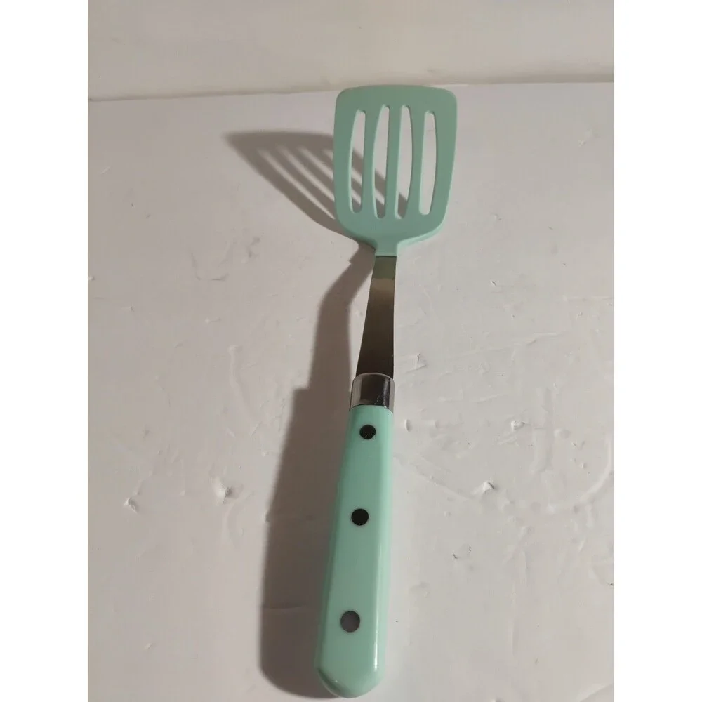 Martha Stewart Slotted Spatula Turner Aqua Sky Nylon Head Stainless Steel 14”